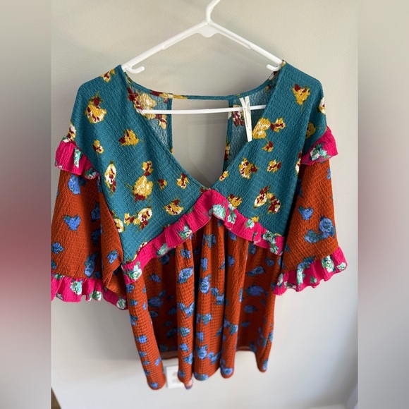 By Anthropologie Ruffled Sleep Mini Dress - Floral Patchwork - Size Small Petite - Picture 7 of 13